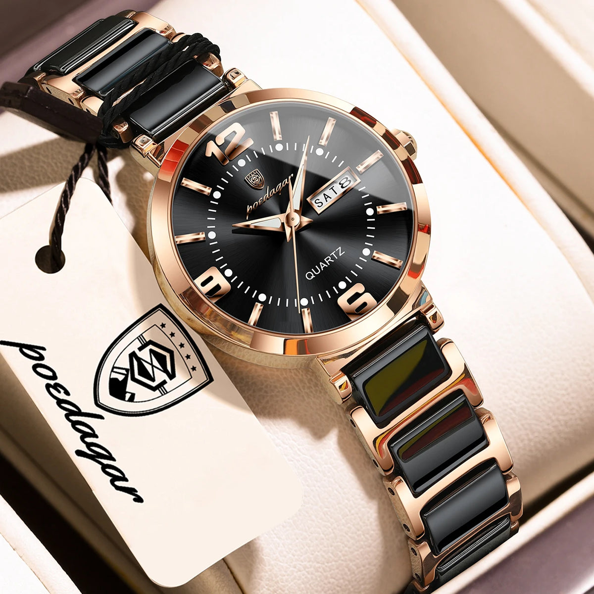 Poedagar 507 Women's Luxury Quartz Watch – Stainless Steel Band, Waterproof, Luminous, Date