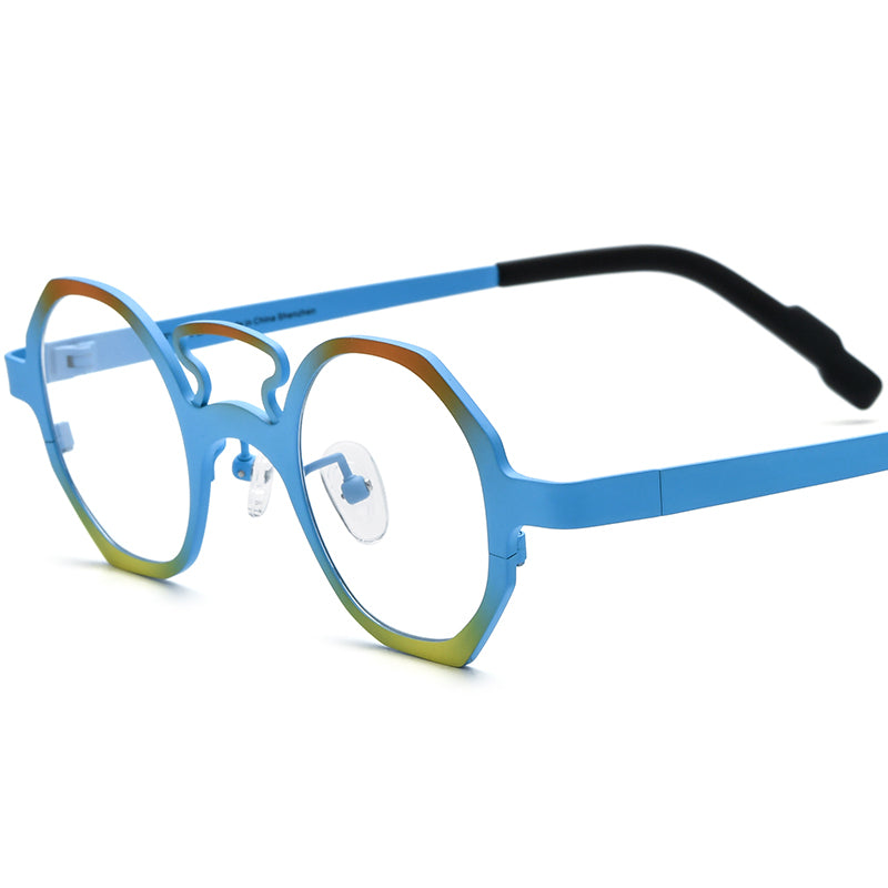 Matte Titanium Polygon Optical Glasses Frame - Matte Blue - MCROONS