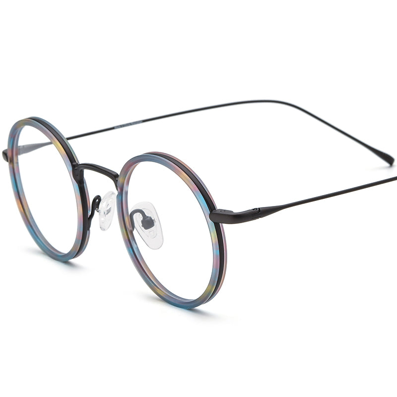 Retro Round Acetate Titanium Optical Glasses - Multicolour - MCROONS