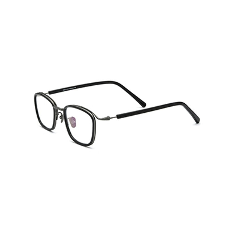 Acetate Titanium Square Optical Glasses Frame - Black Gray - MCROONS