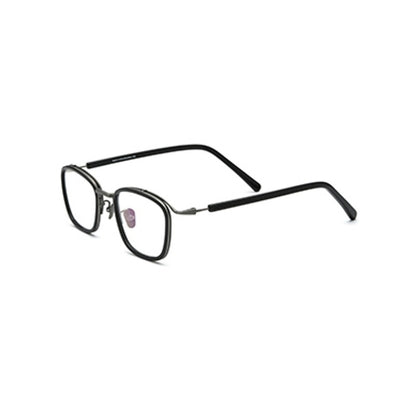 Acetate Titanium Square Optical Glasses Frame - Black Gray - MCROONS