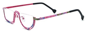 Titanium Semi-Rimless Round Glasses Frame Fashionable - Pink - MCROONS