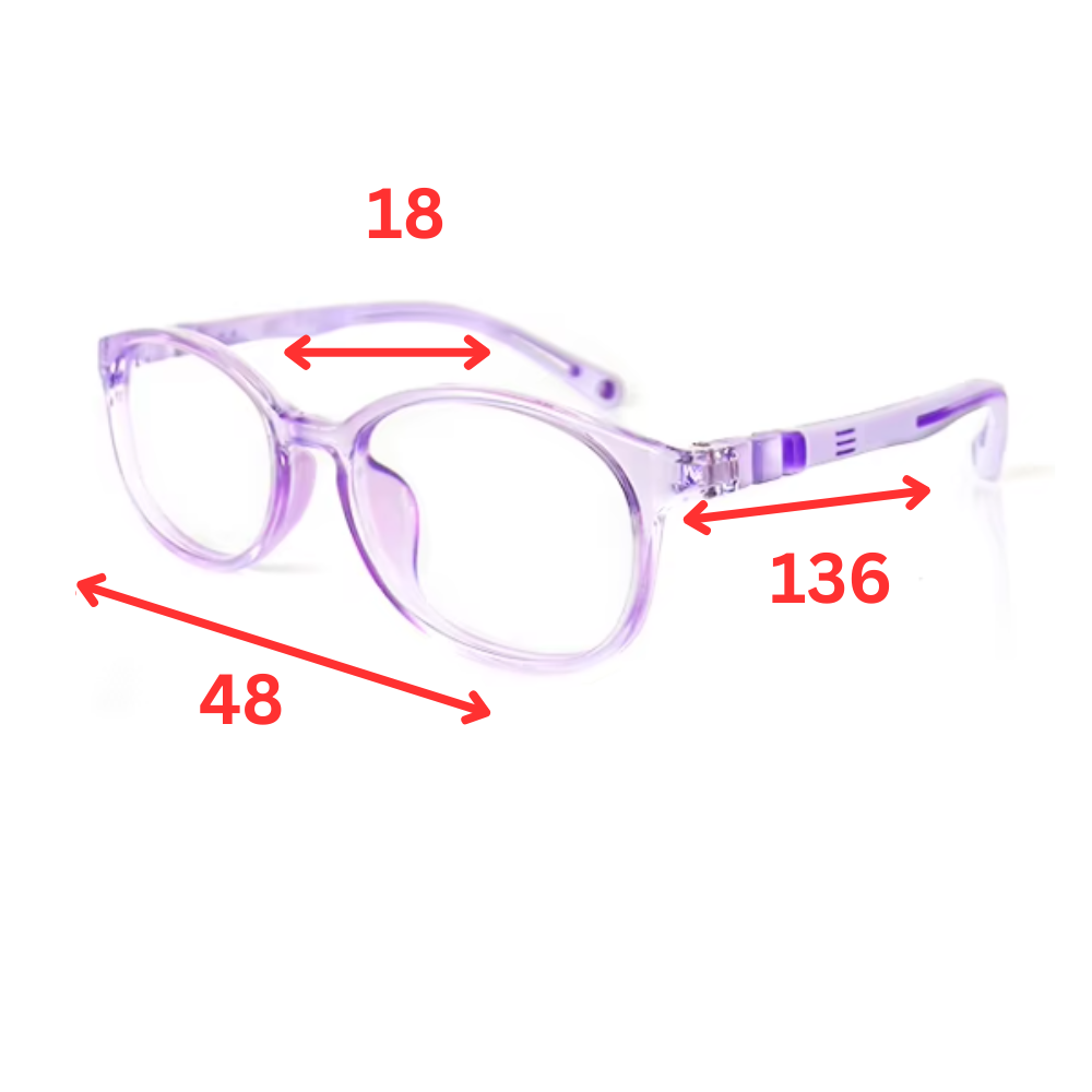 MCROONS kids oval silicone eyeglasses with flexible frames in black, blue, teal, pink, and lavender for boys and girls.