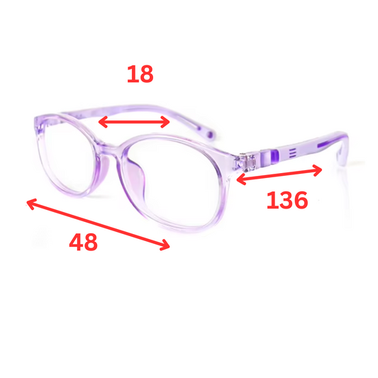 MCROONS kids oval silicone eyeglasses with flexible frames in black, blue, teal, pink, and lavender for boys and girls.