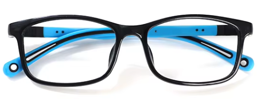 Light purple silicone rectangular eyeglasses for kids by MCROONS, comfortable and playful for boys and girls.