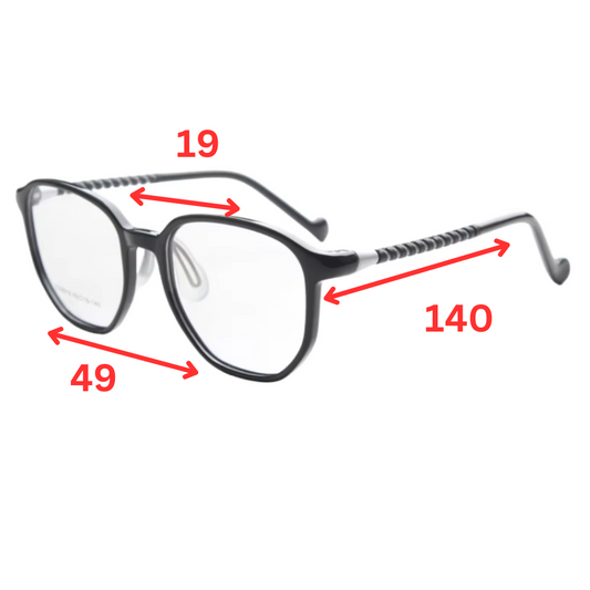 MCROONS Kids' Clear Geometric Glasses for Boys and Girls — Gold Striped Temple Acetate Frames in Pink, Black, Clear, Light Blue and Navy