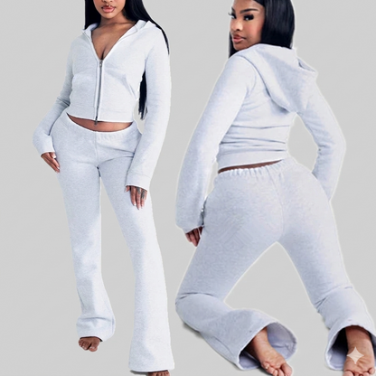Women's Cropped Jacket and Flared Leggings Set