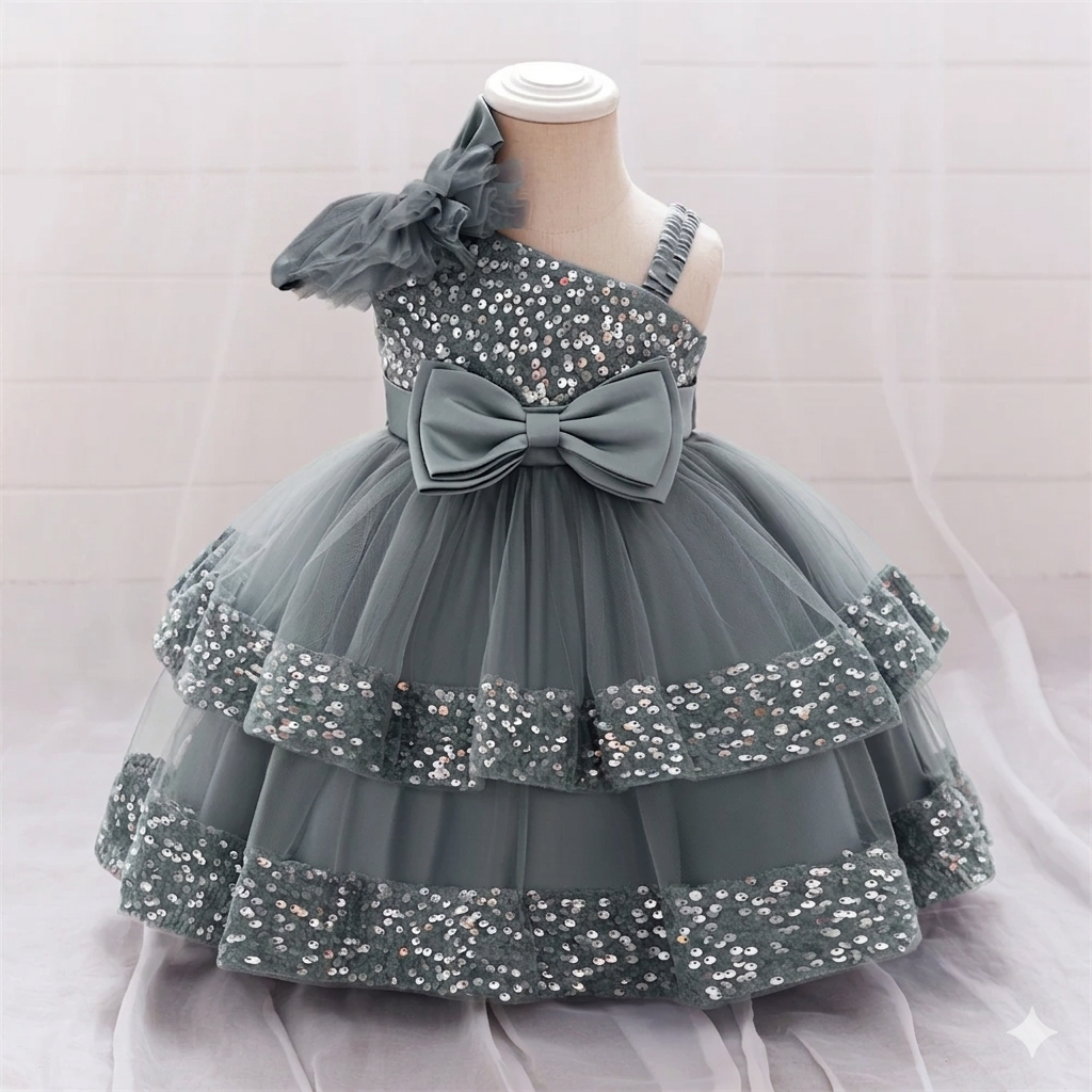 Baby Girls Off-Shoulder Sequin Princess Dress