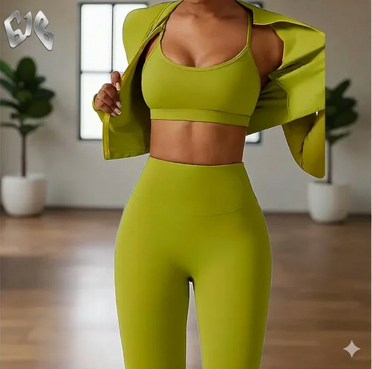 Women's Plus Size Three-Piece Yoga Fitness Set