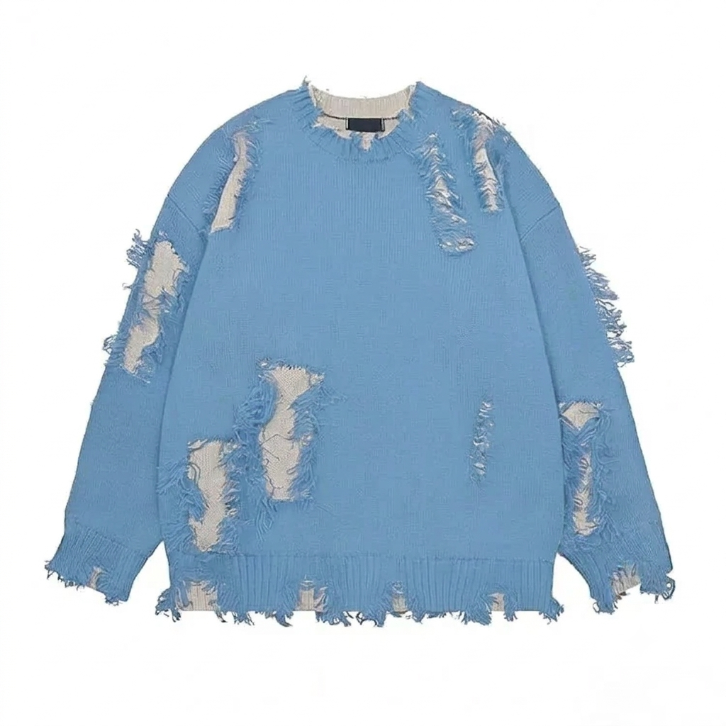 Men's Navy Jacquard Crew Neck Sweater