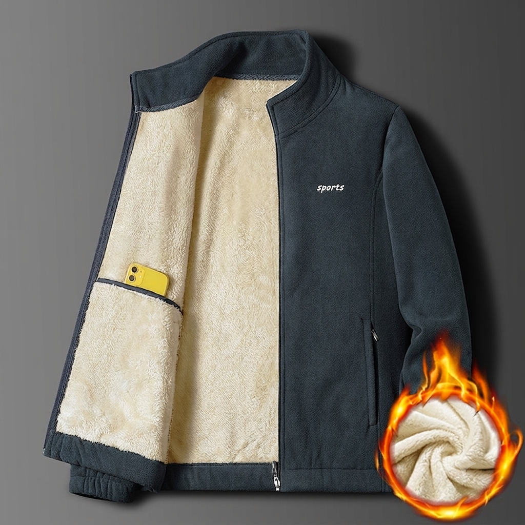 Men's Heavyweight Winter Sweatshirt Jacket, Thickened Fleece Hood, Loose Fit, Solid Digital Printing