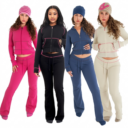 Women's Cropped Jacket and Flared Leggings Set