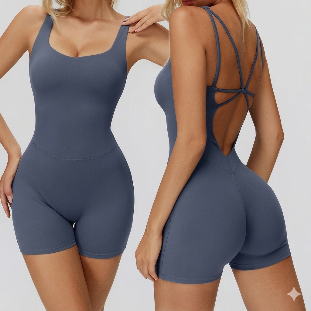 Women's seamless athletic yoga bodysuit by MCROONS, shown in a flexible, fitted design ideal for exercise and activewear.