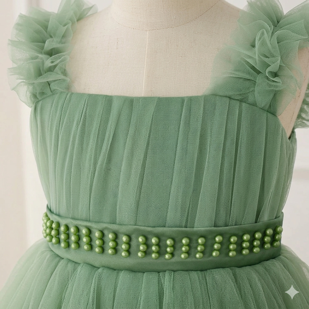 Girls' Floral Satin O-Neck Knee-Length Flower Girls' Dress for Formal Parties and Birthdays