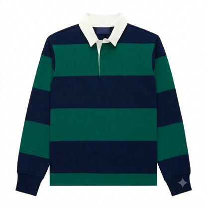 Men's Oversized Striped Rugby Polo Shirt