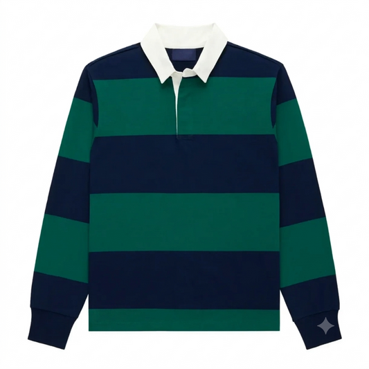 Men's Oversized Striped Rugby Polo Shirt