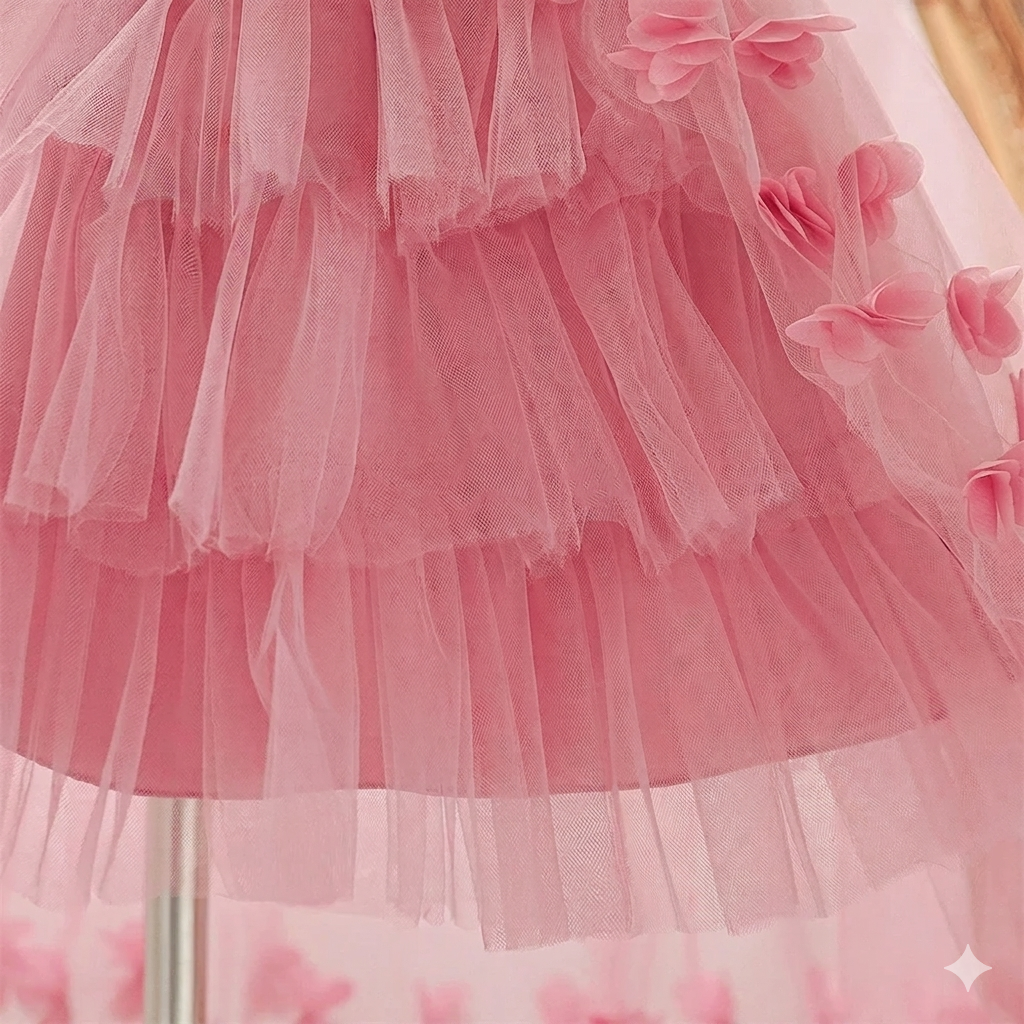 Girls Pink Flower Birthday Party Dress