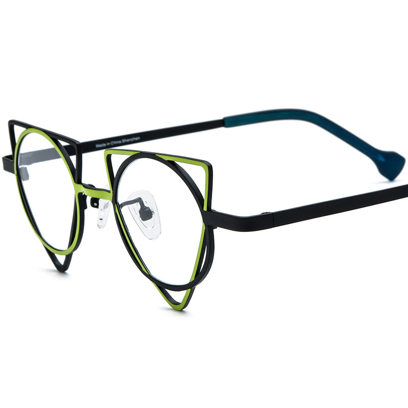 Asymmetric Titanium Optical Glasses Frame Fashion - Yellow Black - MCROONS