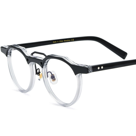 Small Round Acetate Optical Glasses Frame - MCROONS - Clear Black