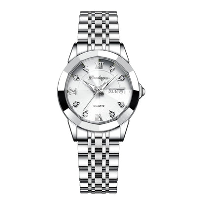 Poedagar 3076 Women's Luxury Quartz Watch – Stainless Steel Band, Waterproof, Luminous, Date