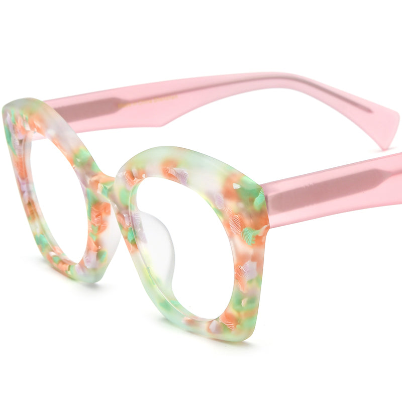 Matte Acetate Big Size Cat Eye Glasses Frame - Flower - MCROONS