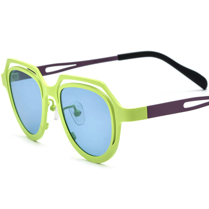 Colourful Titanium Cat Eye Polarised Sunglasses Fashion - Light Green - MCROONS