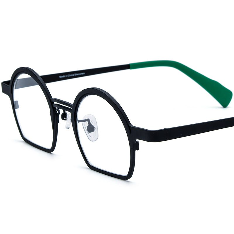 Colourful Titanium Half-Rim Round Optical Glasses - Black - MCROONS