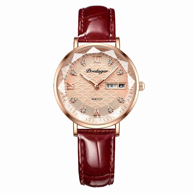 Poedagar 3011 Women's Luxury Quartz Watch – Stainless Steel Band, Waterproof, Luminous, Date