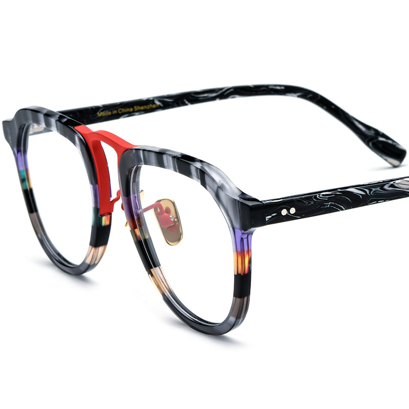 Classic Pilot Style Acetate Optical Glasses Frame - Red - MCROONS