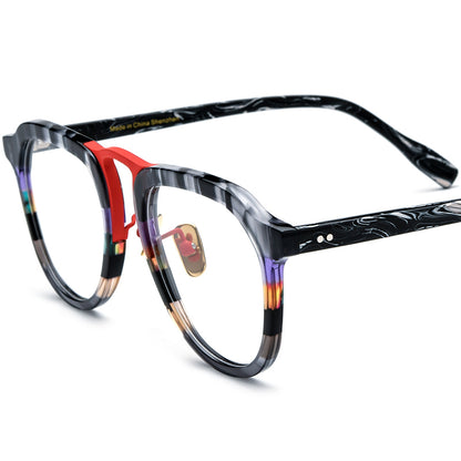 Classic Pilot Style Acetate Optical Glasses Frame - Red - MCROONS