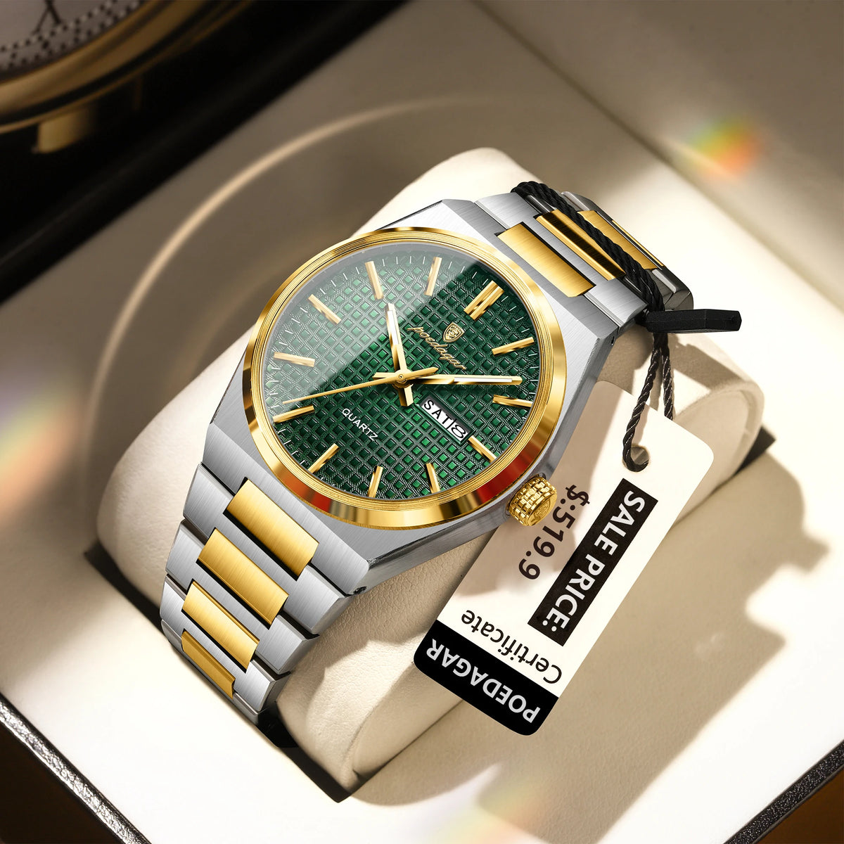 Poedagar 874 Men's Luxury Quartz Watch – Stainless Steel Band, Waterproof, Luminous, Date