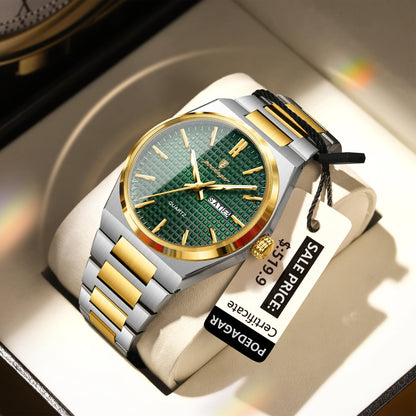 Poedagar 874 Men's Luxury Quartz Watch – Stainless Steel Band, Waterproof, Luminous, Date