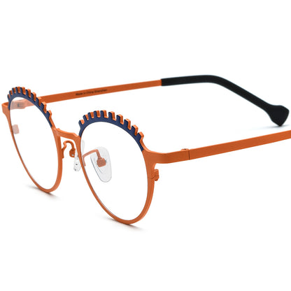 Colourful Titanium Cat Eye Optical Glasses Frame - Blue Orange - MCROONS