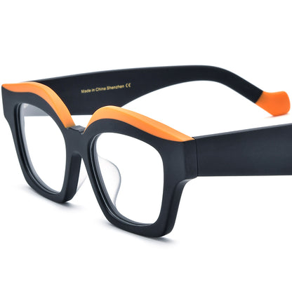 Big Size Cat Eye Acetate Optical Glasses Frame - Matte Black - MCROONS