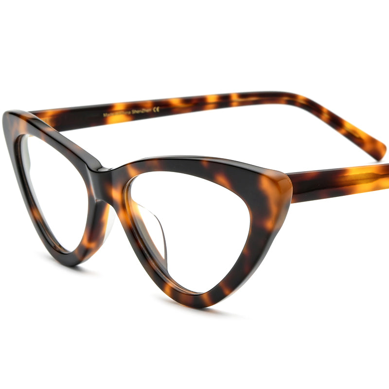 Designer Cat Eye Acetate Optical Glasses Frame - Leopard - MCROONS