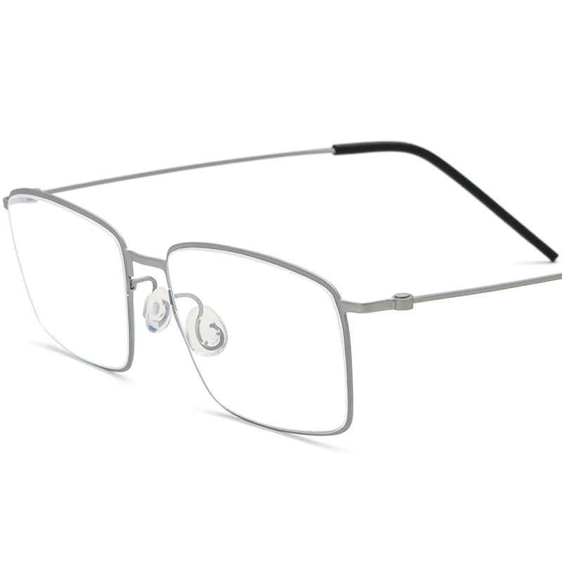 Titanium Square Optical Glasses Frame Screwless Ultralight - Silver - MCROONS