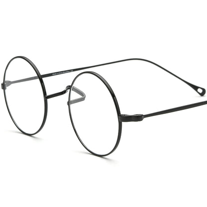 Retro Round Titanium Optical Glasses Frame - Black - MCROONS