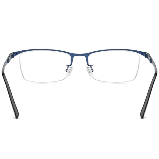 Half-Rim Square Titanium Optical Glasses Frame - MCROONS - Blue back view