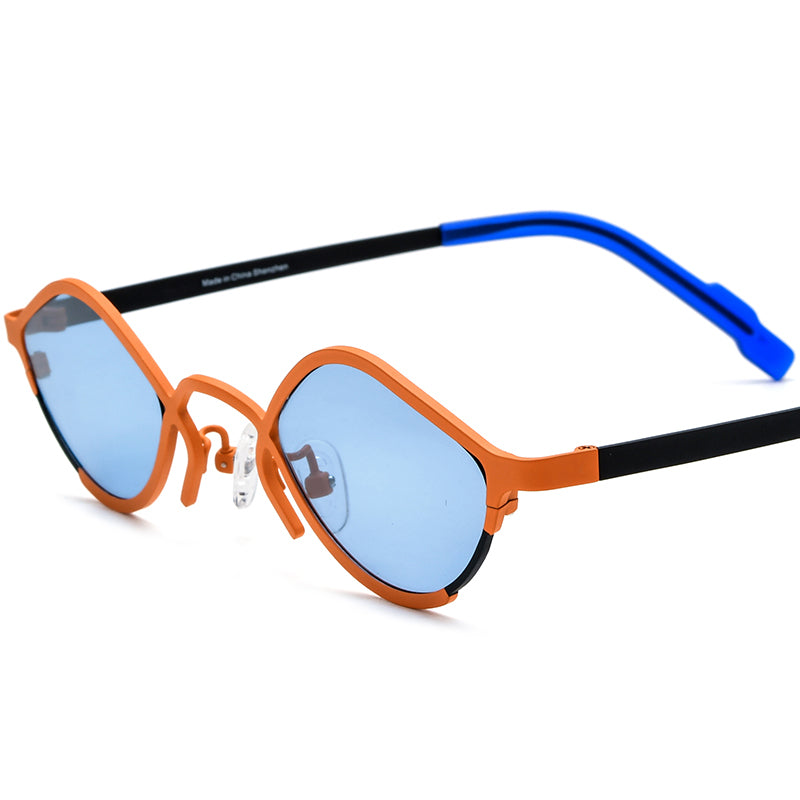 Colourful Titanium Small Cat Eye Polarised Sunglasses - Orange - MCROONS