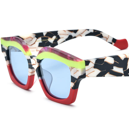 Vintage Polarized Cat Eye Sunglasses - White Green Lens - MCROONS