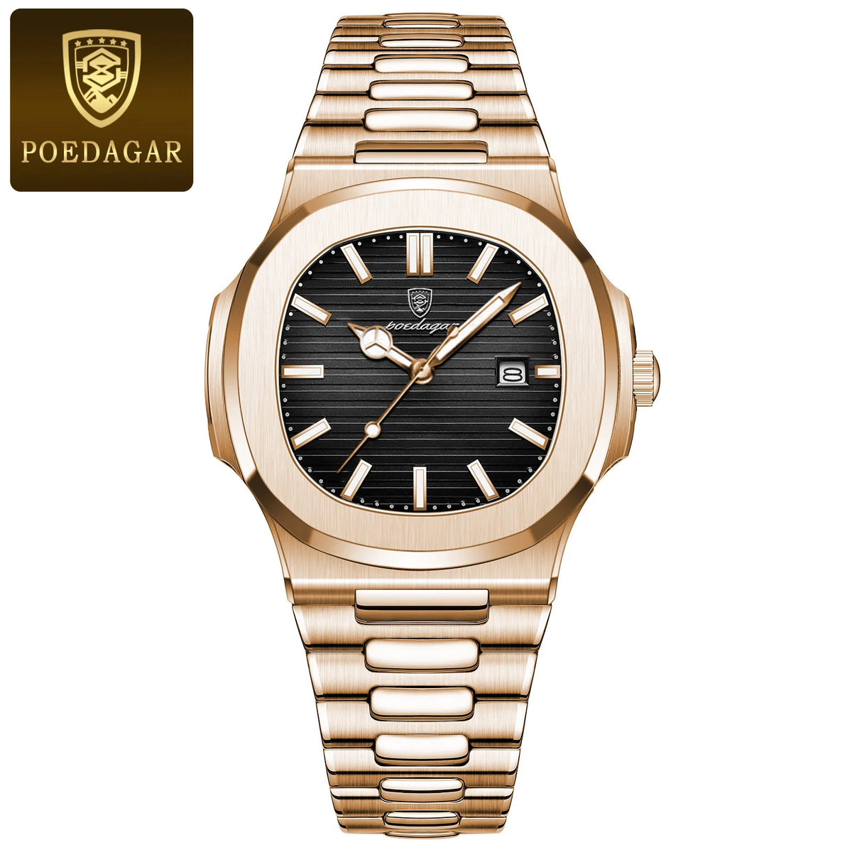 Poedagar 613 Men's Luxury Quartz Watch – Stainless Steel Band, Waterproof, Luminous, Date