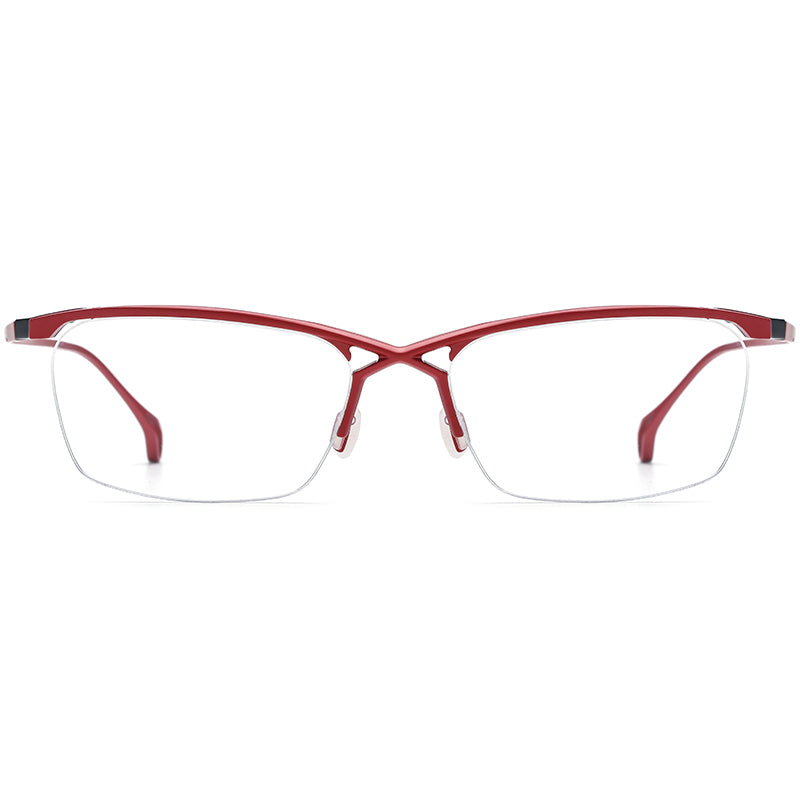 Square Titanium Optical Glasses Frame Half-Rim - MCROONS - front view