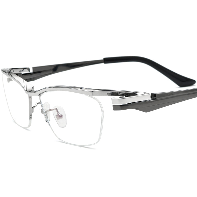 Designer Lightweight Square Titanium Optical Glasses - Gray Silver - MCROONS