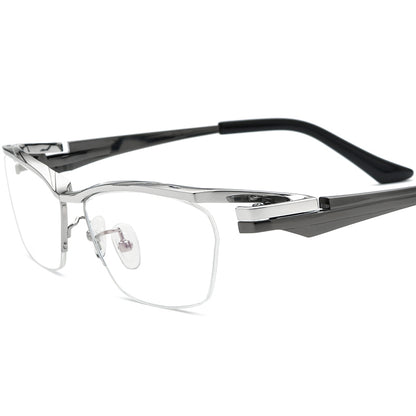 Designer Lightweight Square Titanium Optical Glasses - Gray Silver - MCROONS