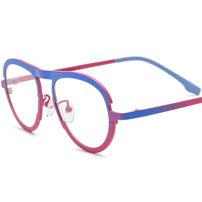 Colourful Titanium Aviator Optical Glasses Frame - Matte Blue Red Frame - MCROONS