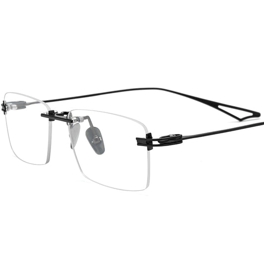 Frameless Titanium Square Optical Glasses - Black - MCROONS