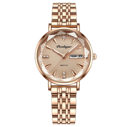 Poedagar 312 Women's Luxury Quartz Watch – Stainless Steel Band, Waterproof, Date
