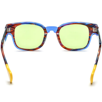 Vintage Multicolour Acetate Square Polarized Sunglasses - MCROONS - back view