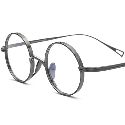 Classic Titanium Round Optical Glasses - Grey - MCROONS
