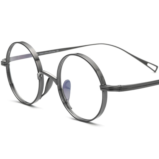 Classic Titanium Round Optical Glasses - Grey - MCROONS